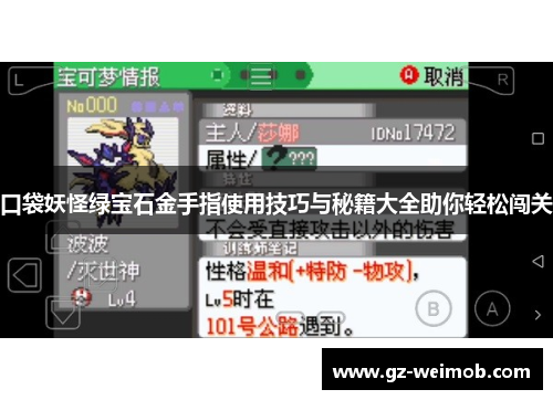 口袋妖怪绿宝石金手指使用技巧与秘籍大全助你轻松闯关